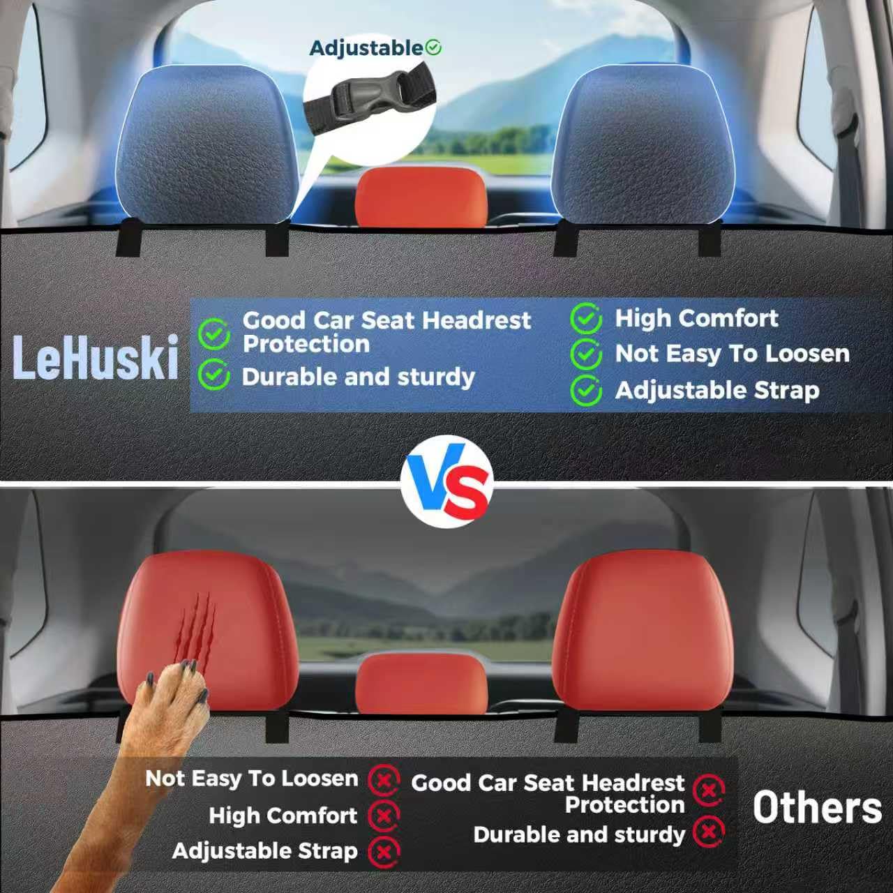 LeHuski breathable mesh window enhances airflow and reduces pet anxiety.