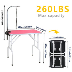 LEIBOU grooming table arm adjustment demonstrates versatile height for different grooming tasks.