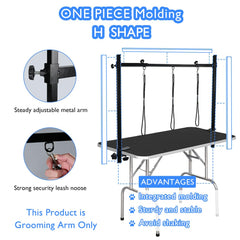 LEIBOU H-shape height adjustment shows flexible reach for multiple dog sizes.