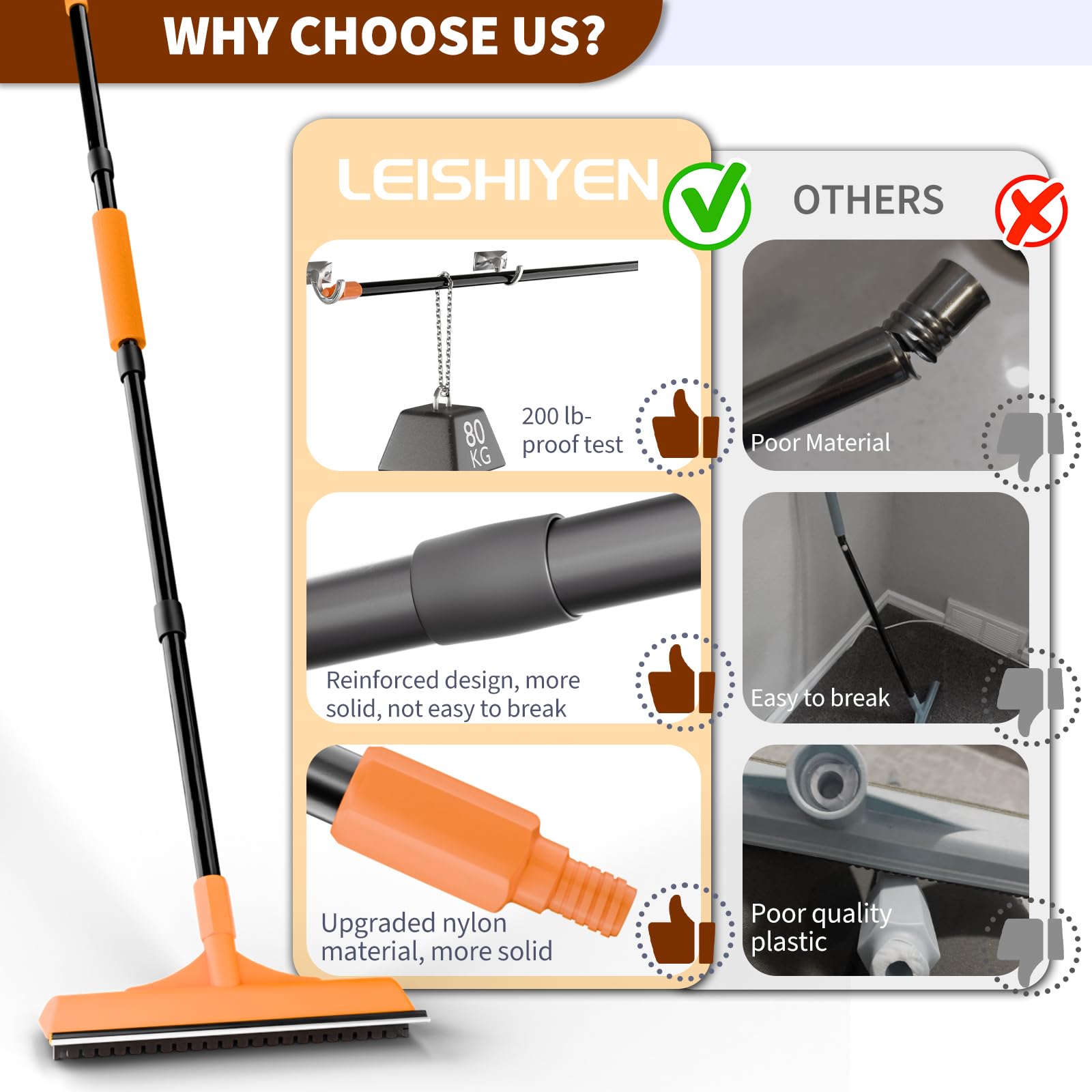 Leishiyen electrostatic rubber broom head attracts pet hair efficiently