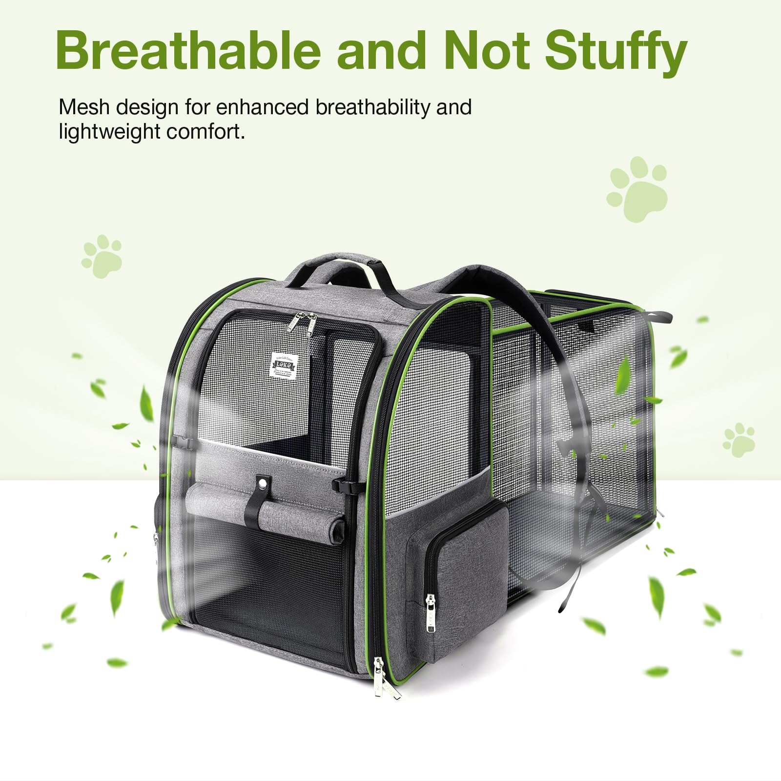 Lekebobor travel-ready carrier with side entrances and ventilation.
