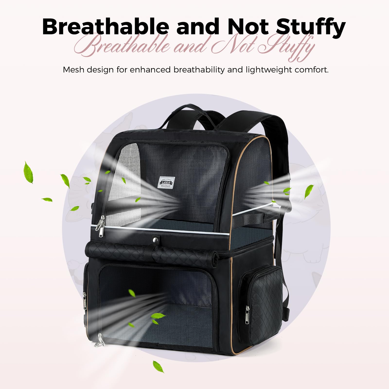 Lekebobor cat backpack carrier middle-entry opening provides flexible access for pets.