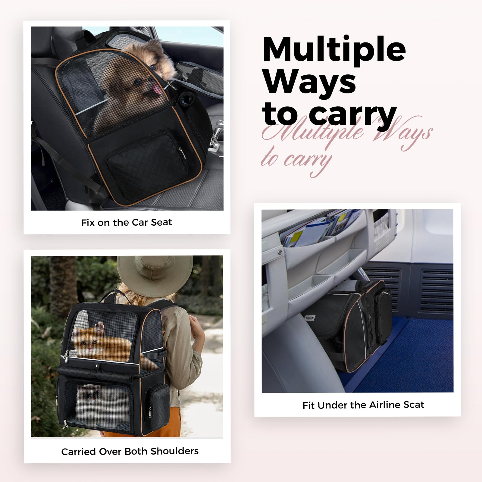 Lekebobor cat backpack carrier privacy roller blind offers shaded private rest during outings.