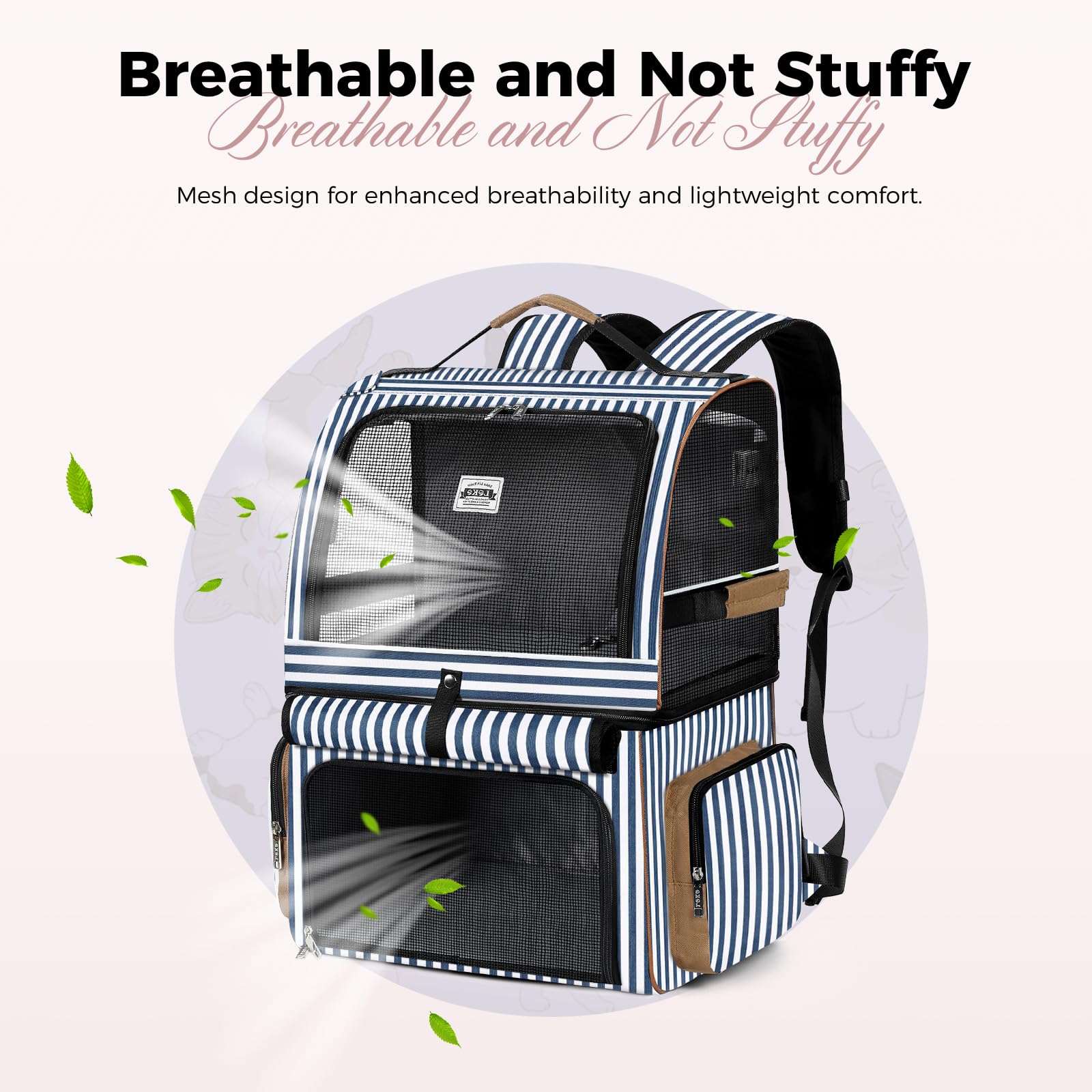 Lekebobor Cat Backpack side-pocket-usage shows convenient storage for treats and leashes.