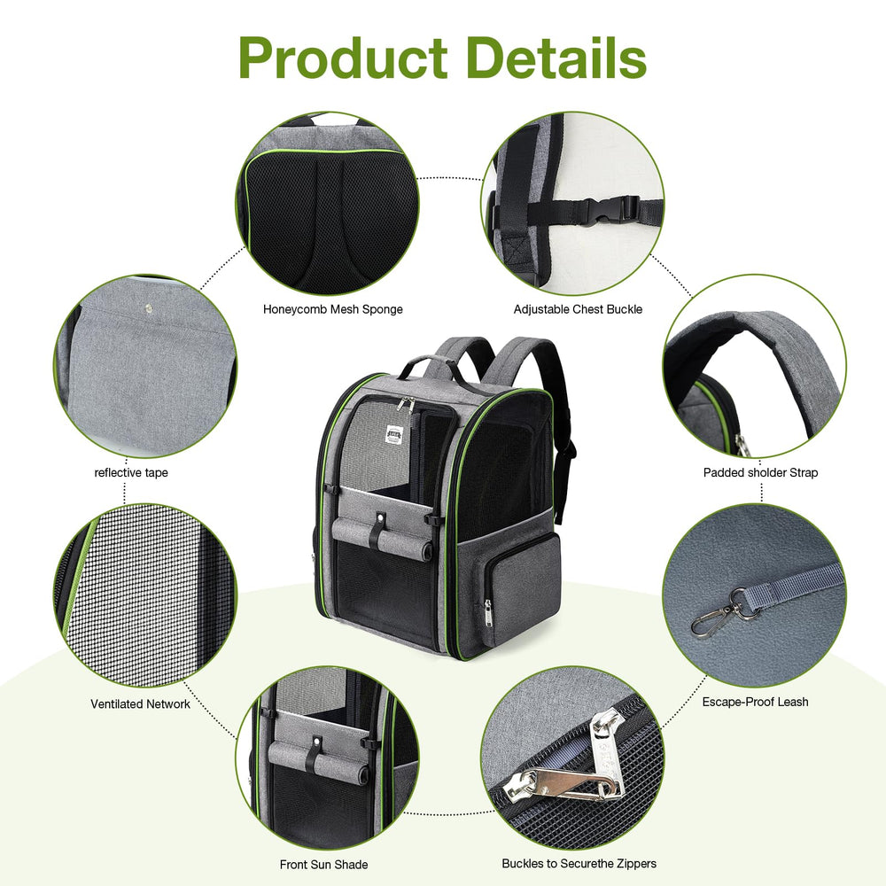 Lekebobor Large Cat Backpack Carrier features four entrances for easy entry.