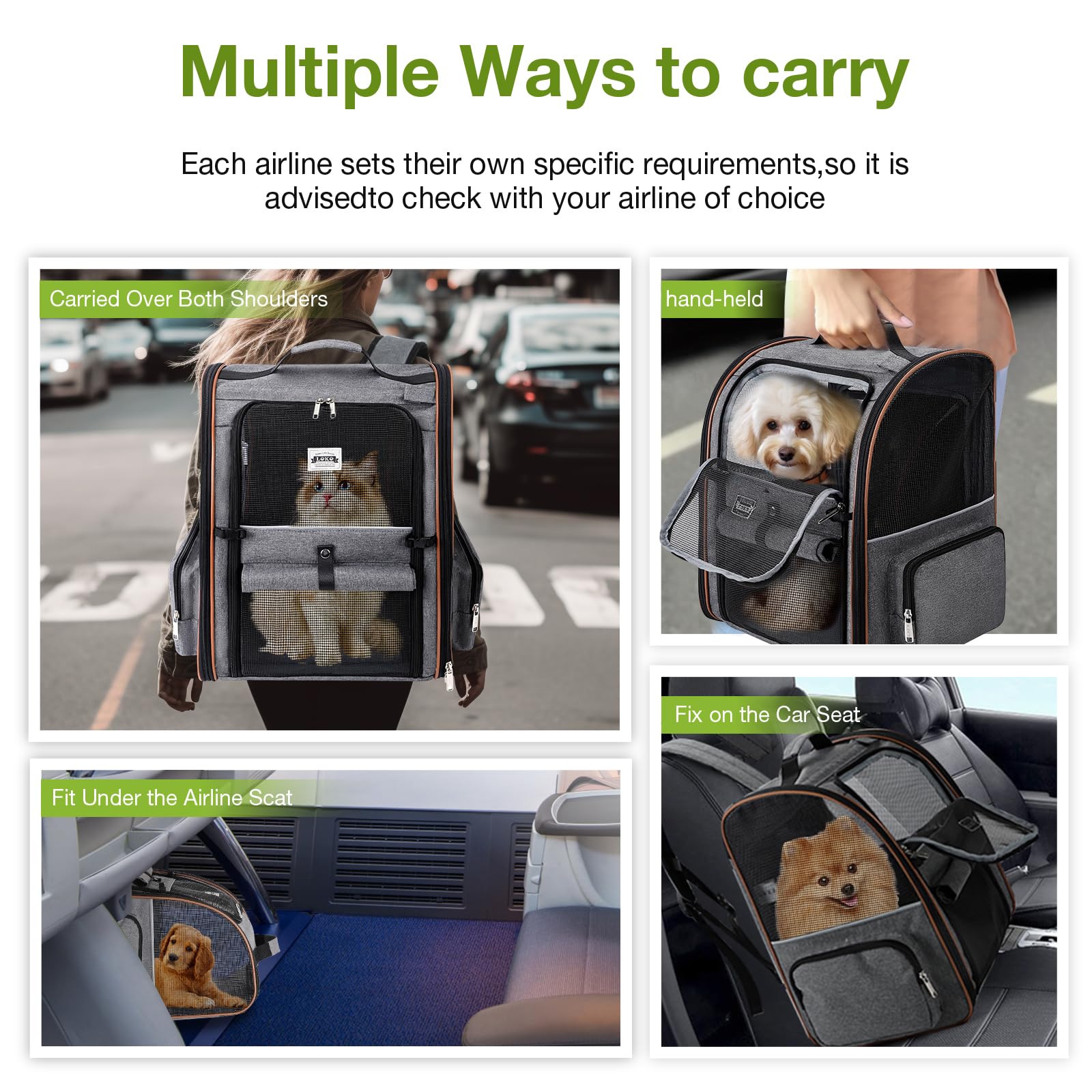 Lekebobor large cat backpack bottom support for stable travel