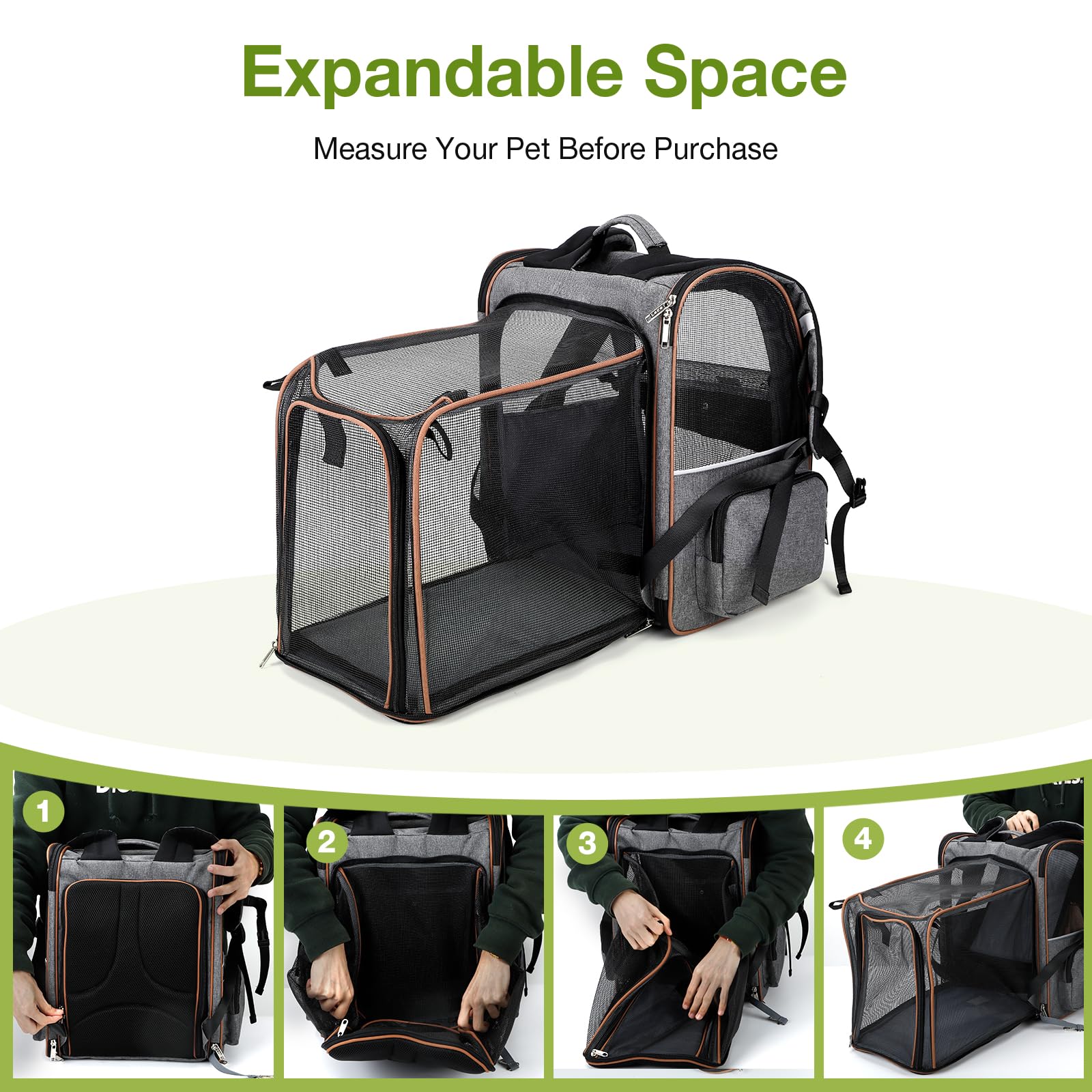 Lekebobor large cat backpack expandable back area provides extra room