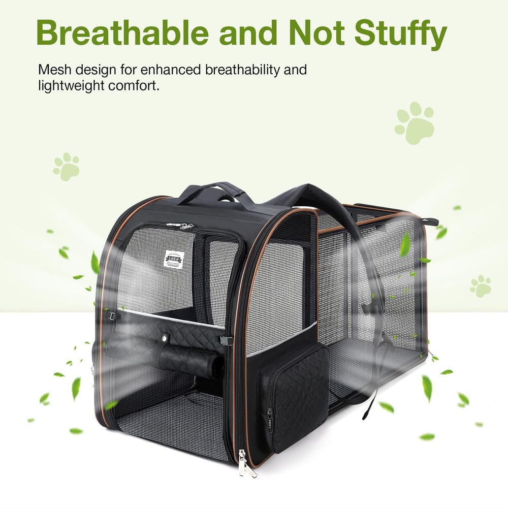 Lekebobor large cat backpack expandable back demonstrates extra room during adventures.