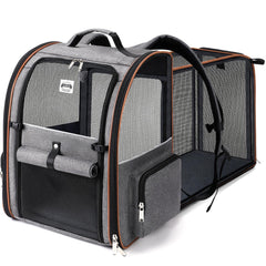 Lekebobor large cat backpack expandable main view with breathable mesh interior