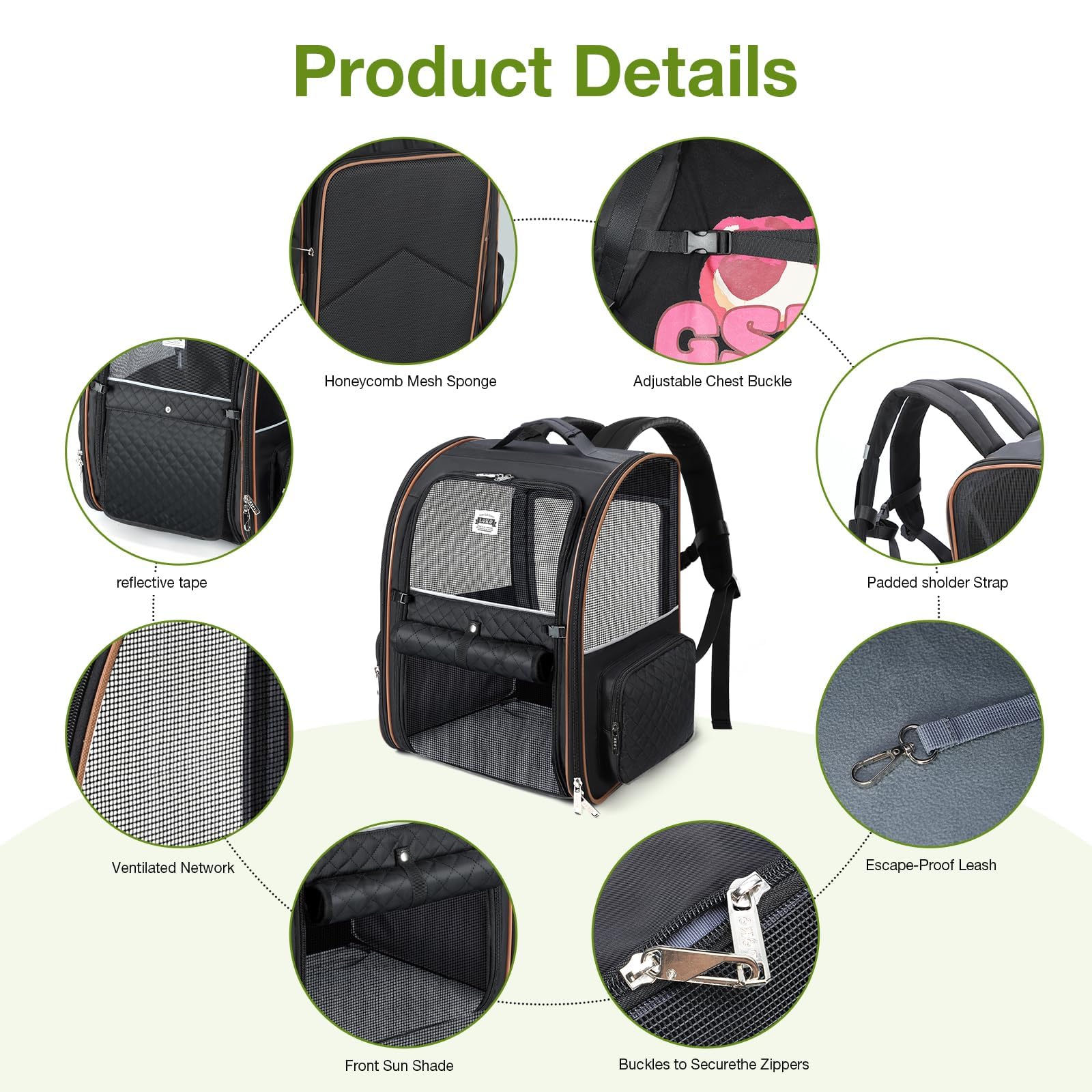 Lekebobor large cat backpack safety-strap highlights secure restraint for peace of mind.