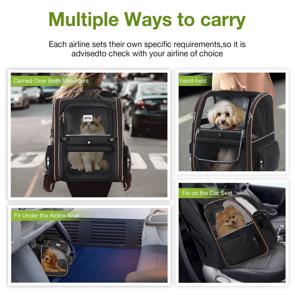 Lekebobor large cat backpack side-pocket-closeup shows convenient storage.