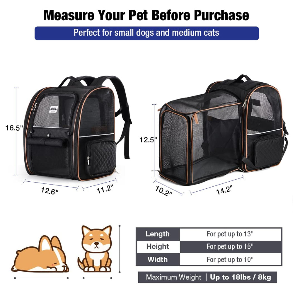 Lekebobor large cat backpack side view highlighting expandable space for movement.