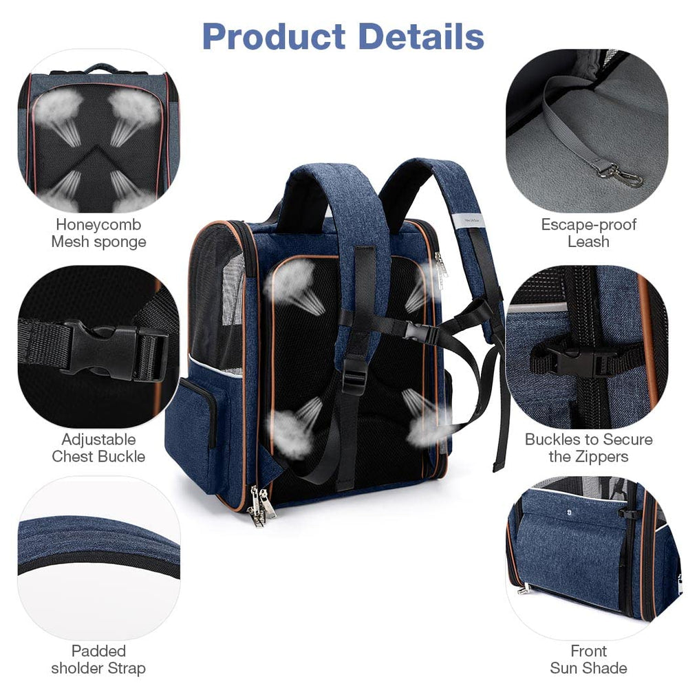 Lekebobor large cat backpack water-repellent oxford blue proves durable outdoors.