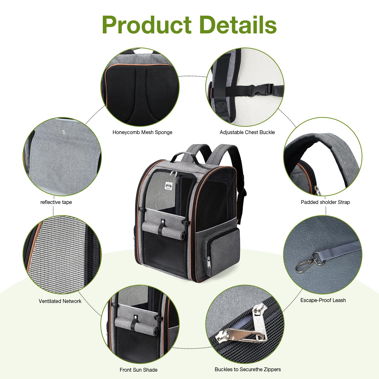 Lekebobor large cat backpack water-repellent fabric in travel conditions