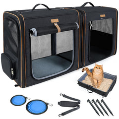 Lekereise 2-in-1 cat travel carrier with litter box setup for stress-free trips.