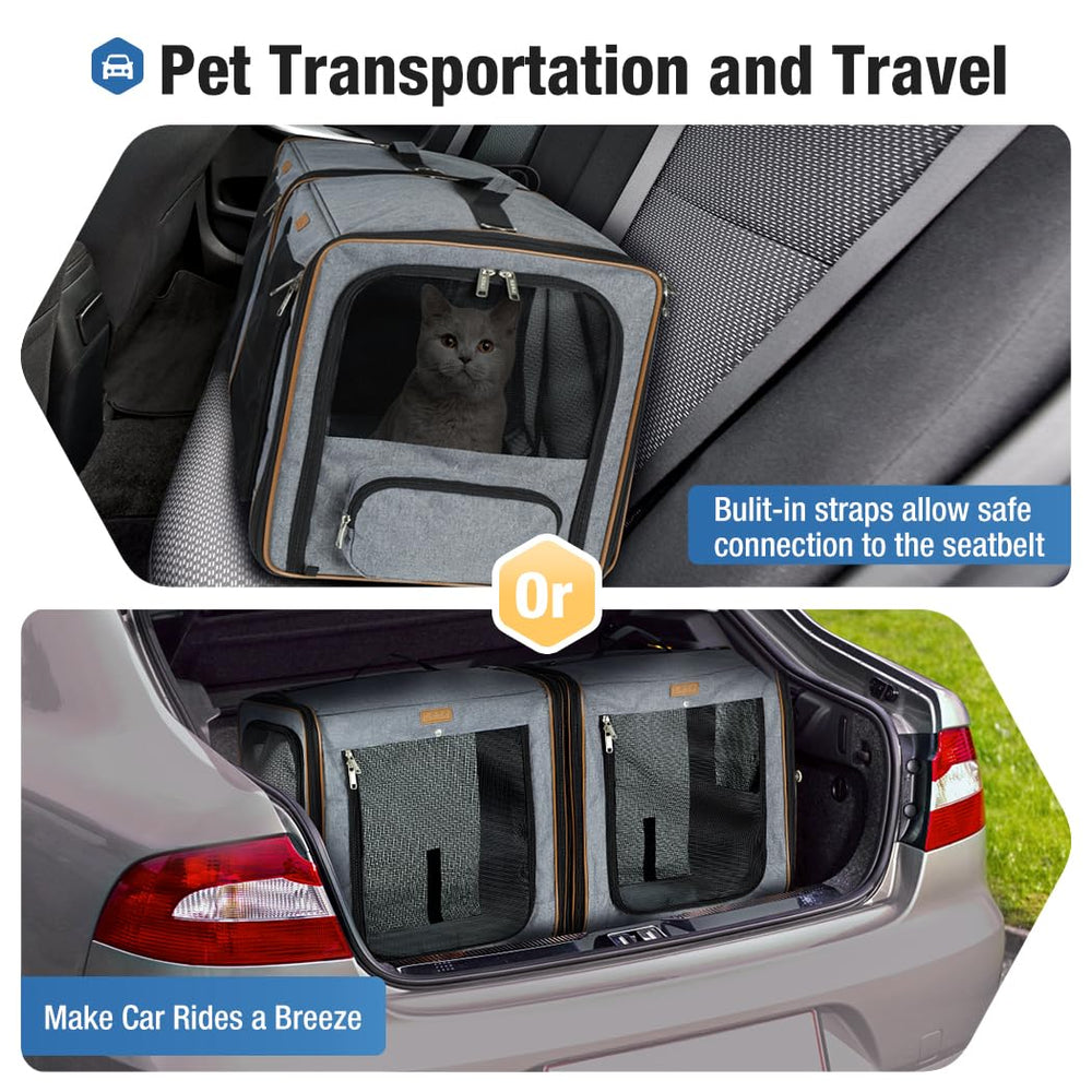 Lekereise portable travel bowl and litter box included for on-the-go comfort.