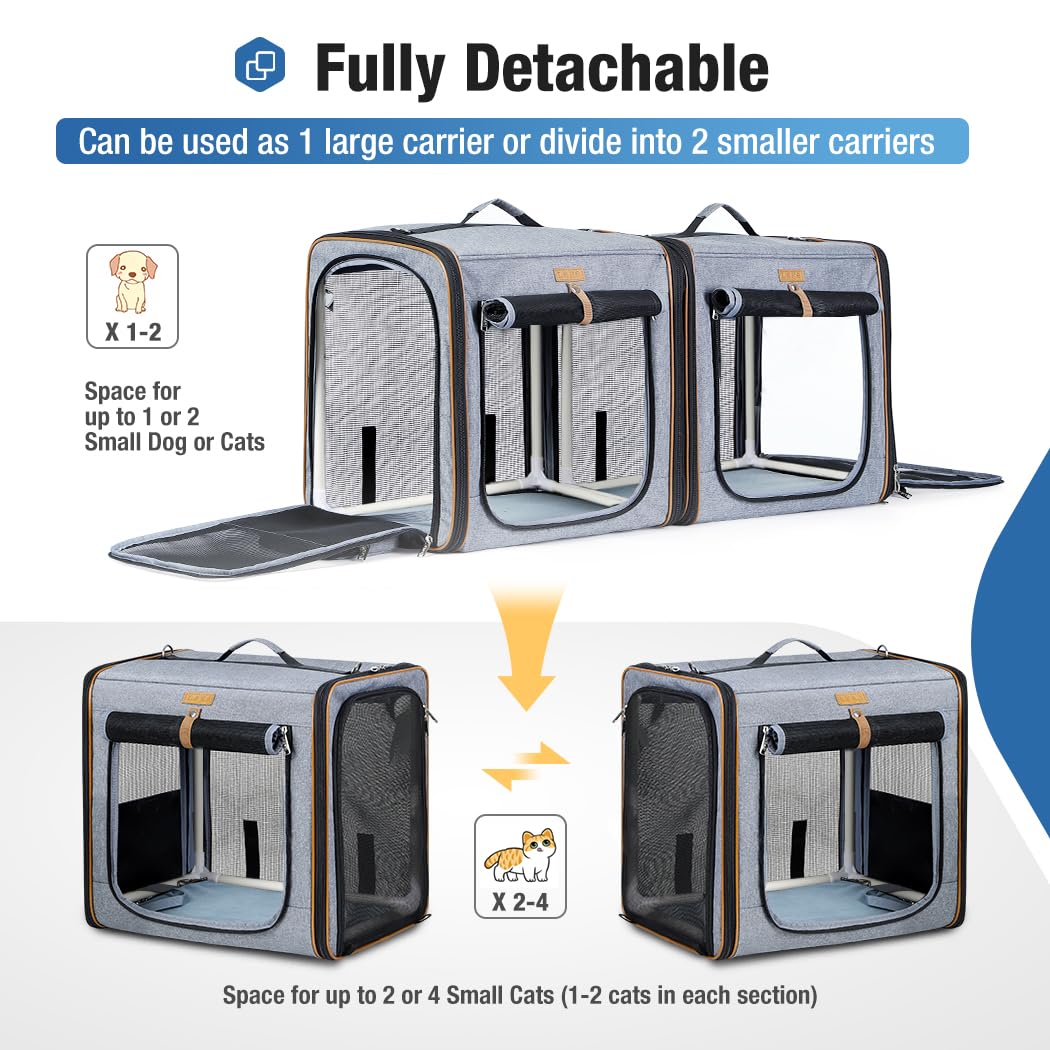 Lekereise 2-in-1 cat travel carrier side view highlighting locking zippers