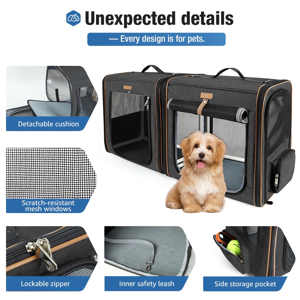 Lekereise large mesh windows enhance ventilation and pet visibility.