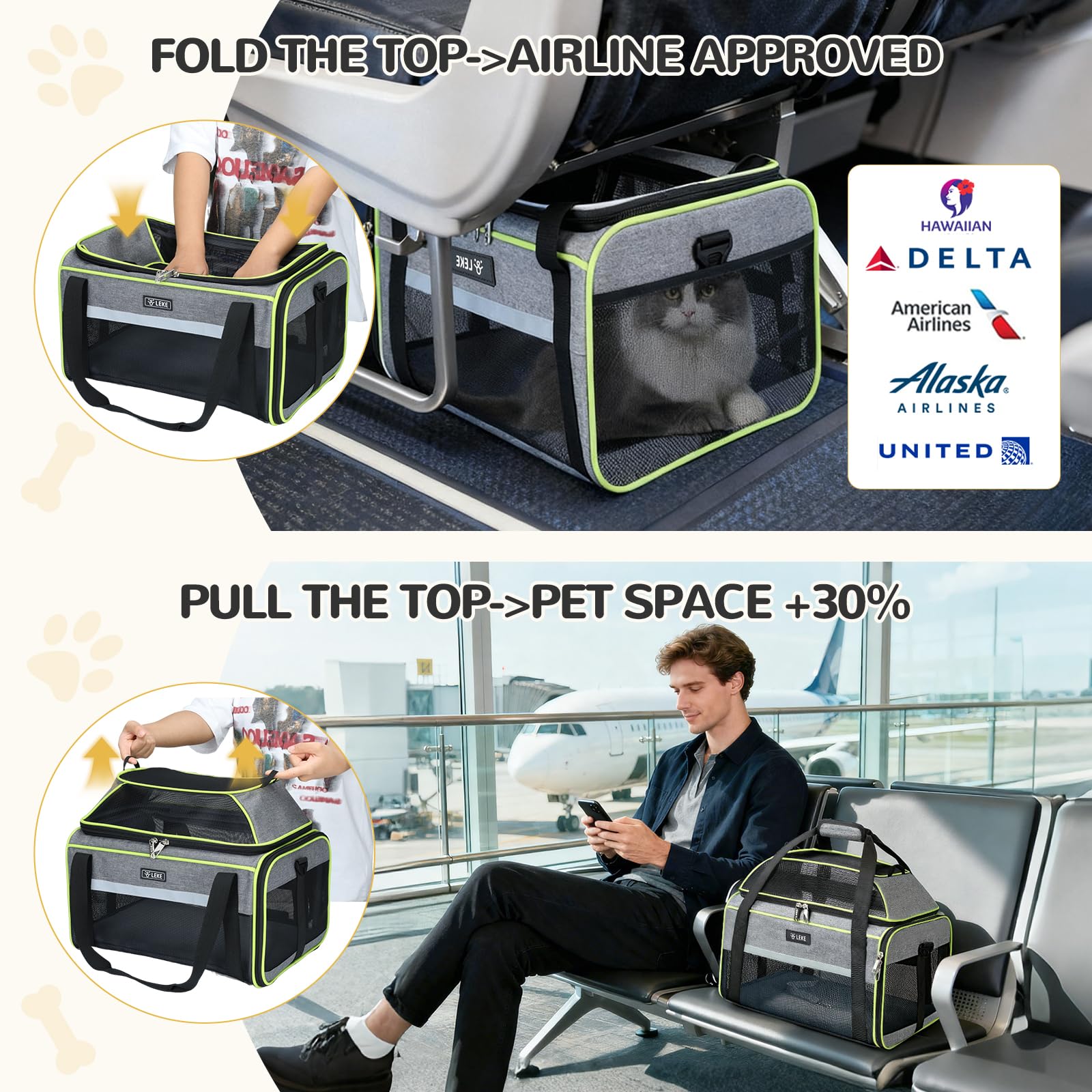 Lekereise airline-approved pet carrier underseat ensures easy cabin travel with your small pet.