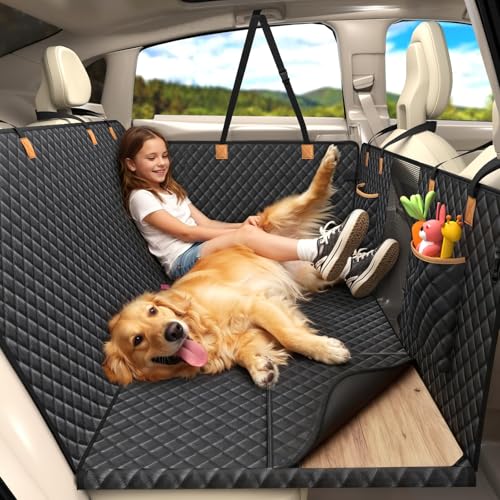 Lekereise back seat extender hammock open view enhances pet comfort on road trips.