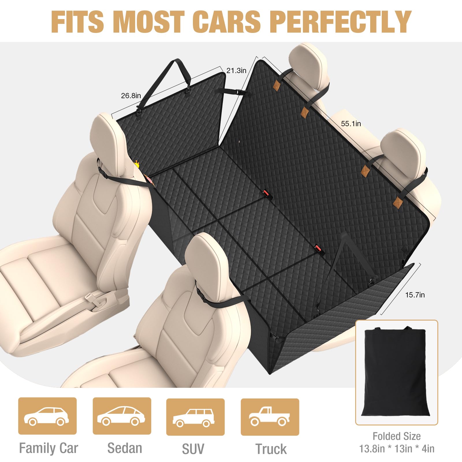 Lekereise back seat extender waterproof Oxford fabric keeps seats clean during travel.