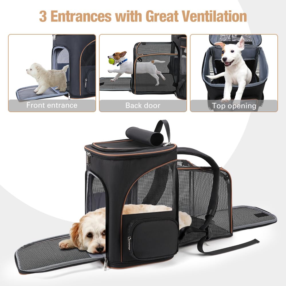 Lekereise Black Cat Backpack ventilation mesh provides airflow and easy pet monitoring.