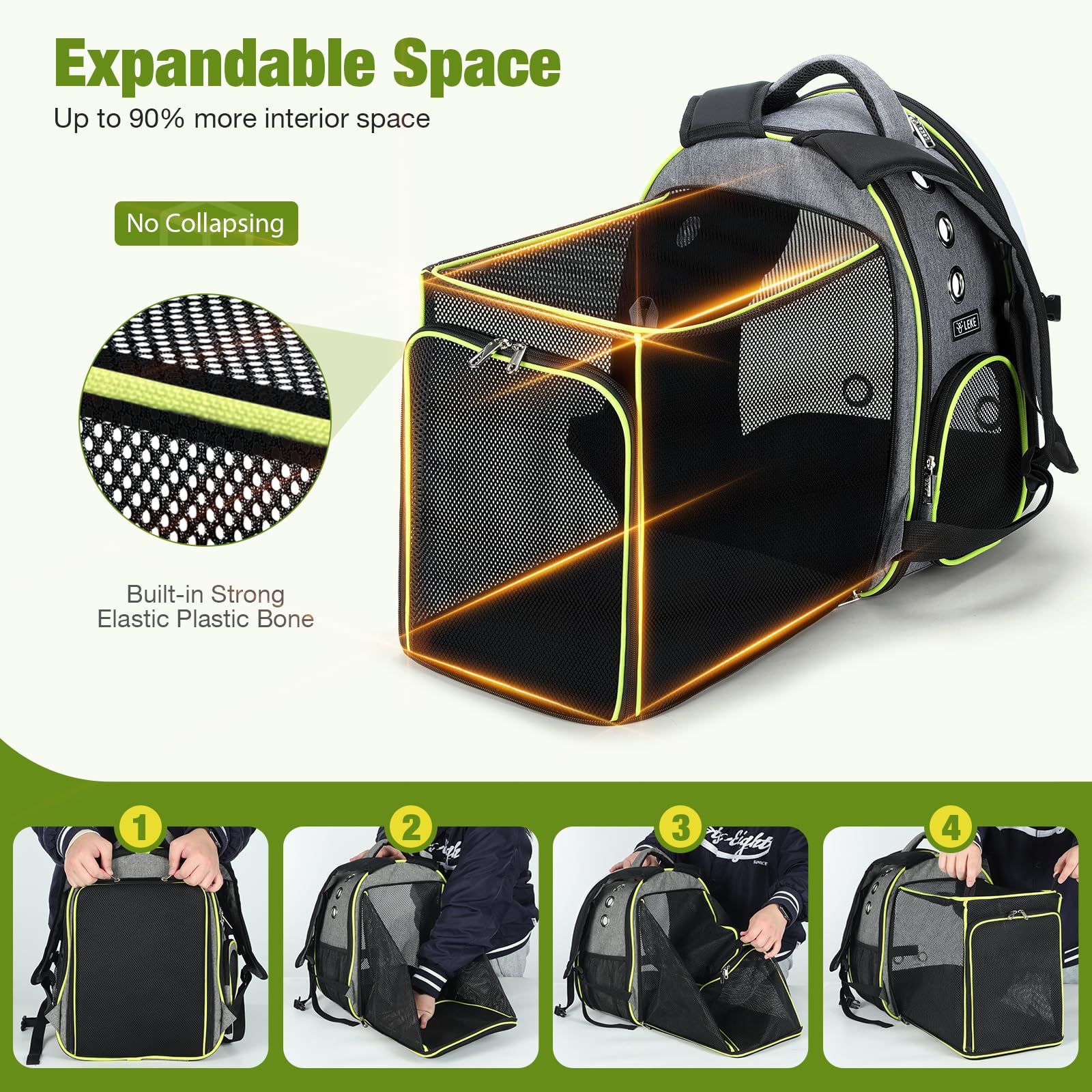 Lekereise Cat Bubble Backpack comfort-straps distribute weight for long-wear comfort