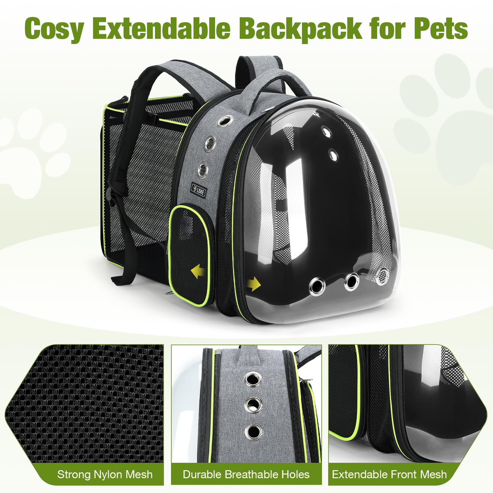 Lekereise Cat Bubble Backpack expanded-space provides extra room for comfortable movement on hikes