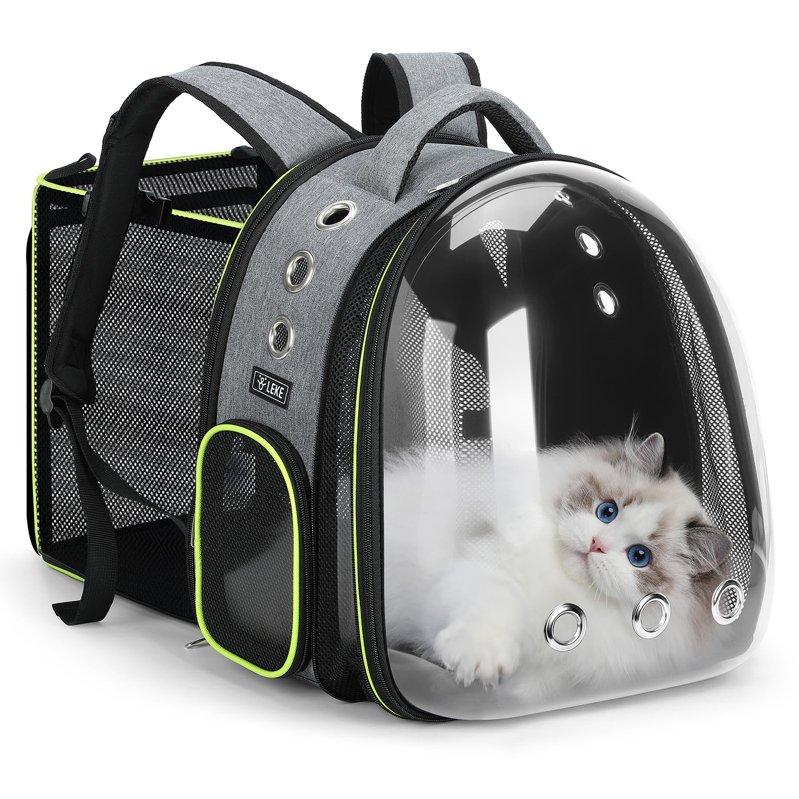 Lekereise Cat Bubble Backpack front view shows sun-friendly bubble window for outdoor travel