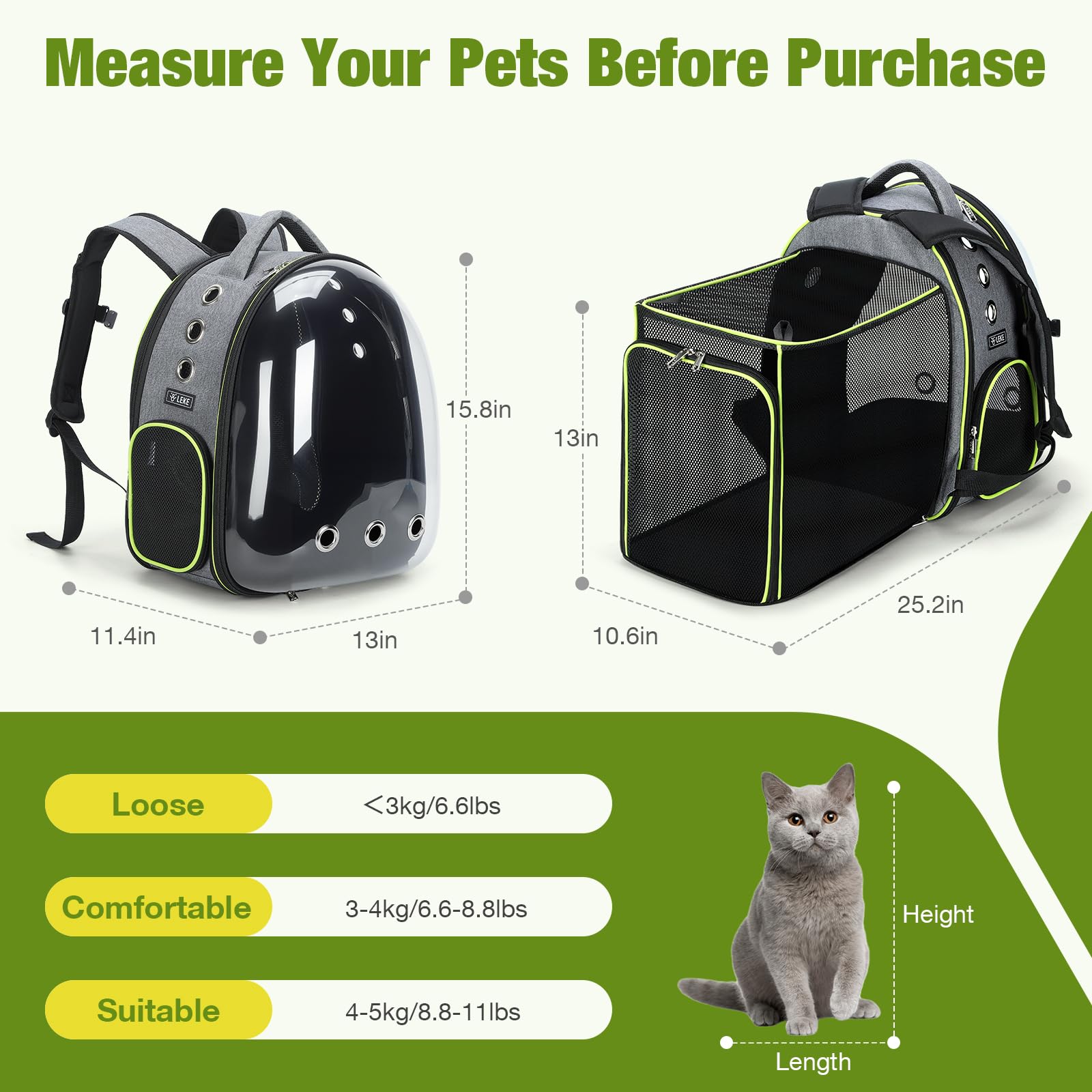Lekereise Cat Bubble Backpack side-entry enables easy pet entry and exit during trips