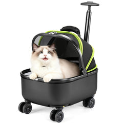 Lekereise cat carrier with wheels front-door open view for easy outdoor access