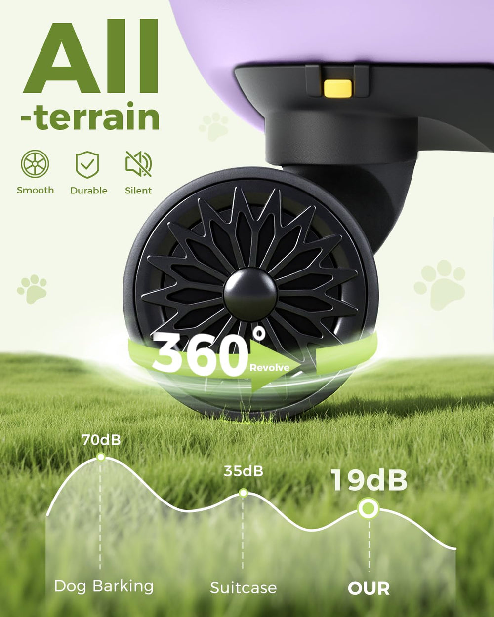 Lekereise cat carrier wheels purple mesh panels—visible design reduces anxiety.