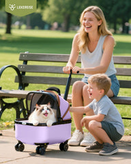 Lekereise cat carrier wheels purple side profile—compact transport for small pets.