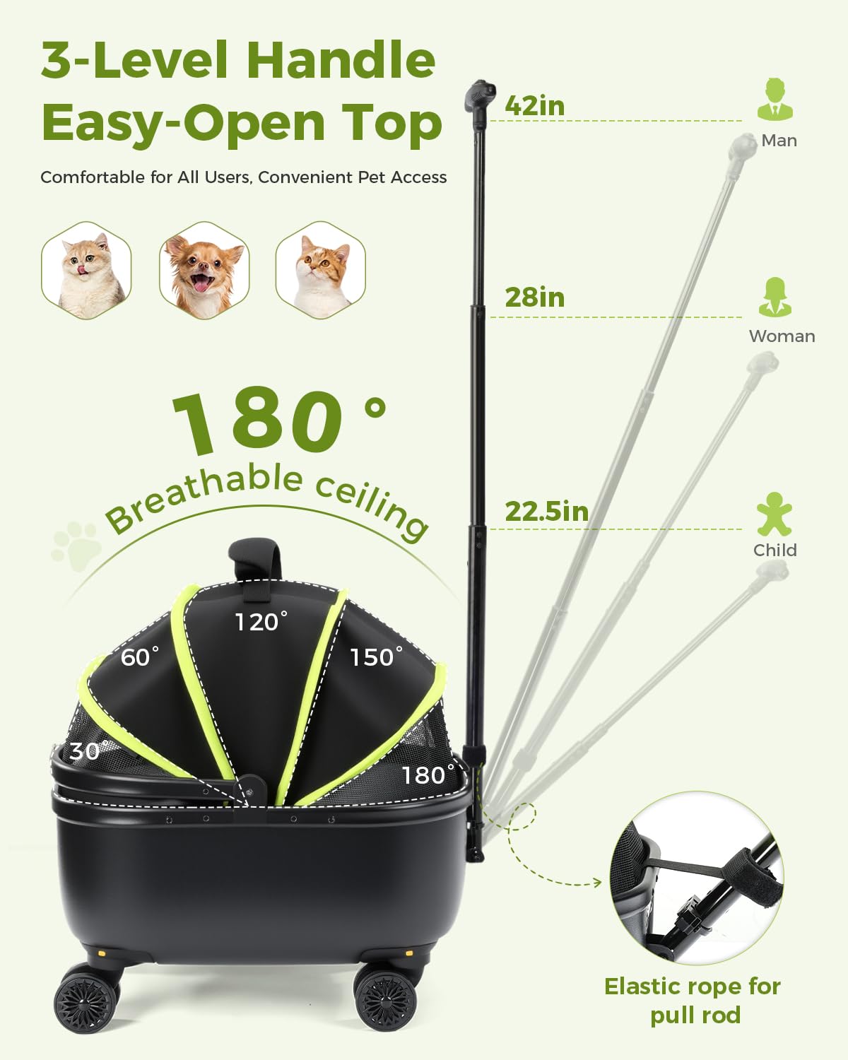 Lekereise cat carrier silent wheels offer peaceful rolling on varied outdoor surfaces