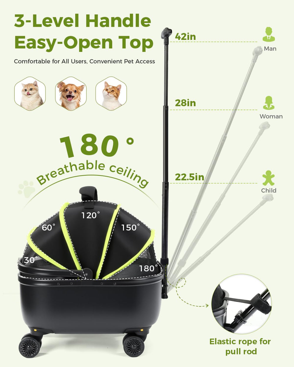 Lekereise cat carrier silent wheels offer peaceful rolling on varied outdoor surfaces