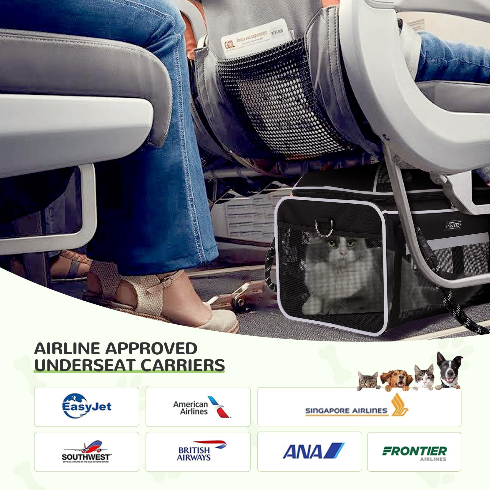 Lekereise convertible leash offers flexible hands free control during travel.