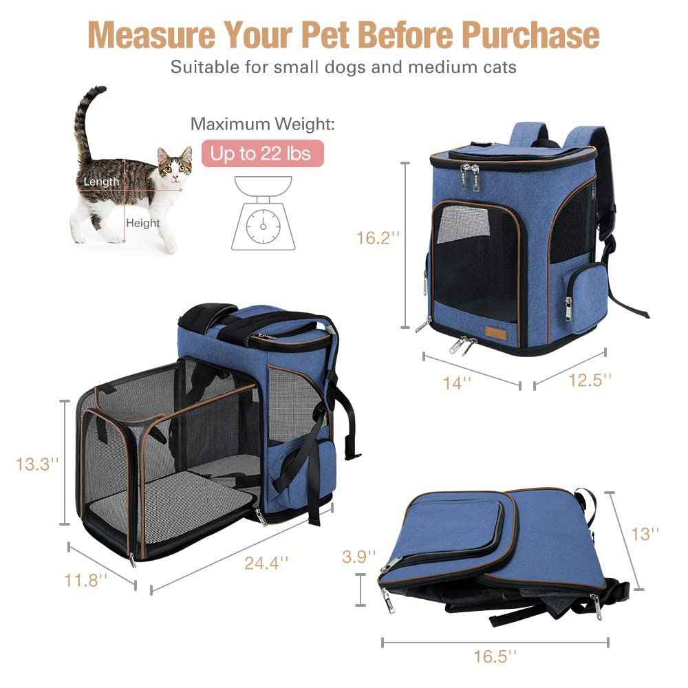 Lekereise expandable pet backpack back panel improves ventilation and comfort on hikes