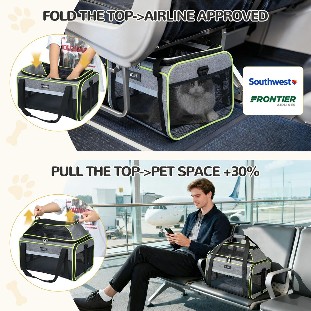 Lekereise expandable space enables pet to stand and stretch during flights.