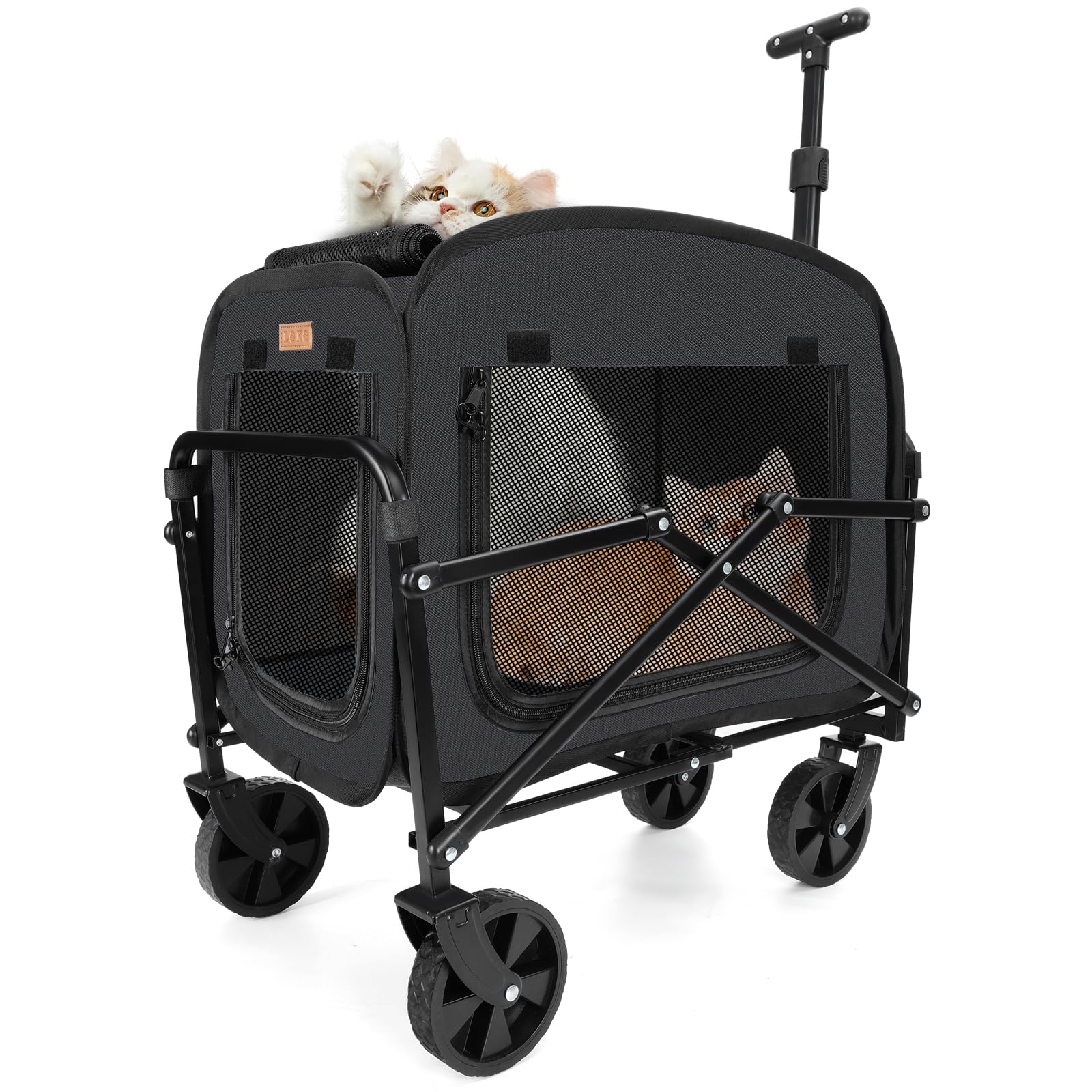 Lekereise extra large pet carrier with wheels front view highlighting stable easy-rolling design