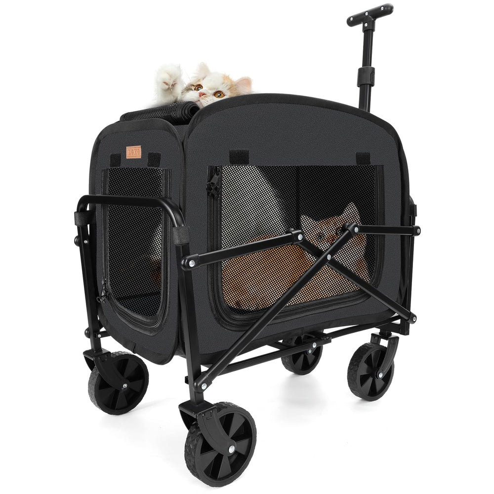 Lekereise extra large pet carrier with wheels front view highlighting stable easy-rolling design