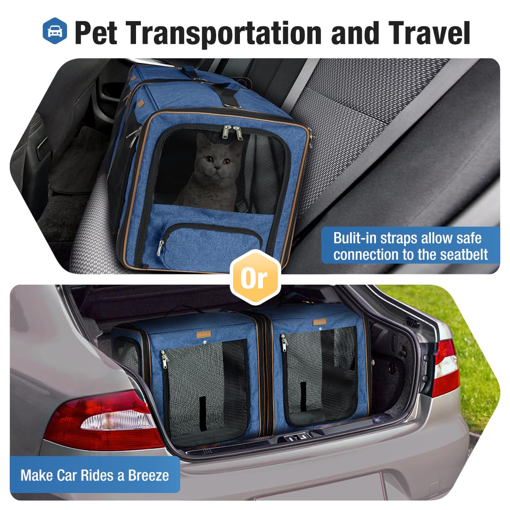 Lekereise foldable carrier blue demonstrates compact storage after trips.