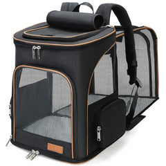 Lekereise large cat backpack expandable back view offers extra space for pet comfort during travel.