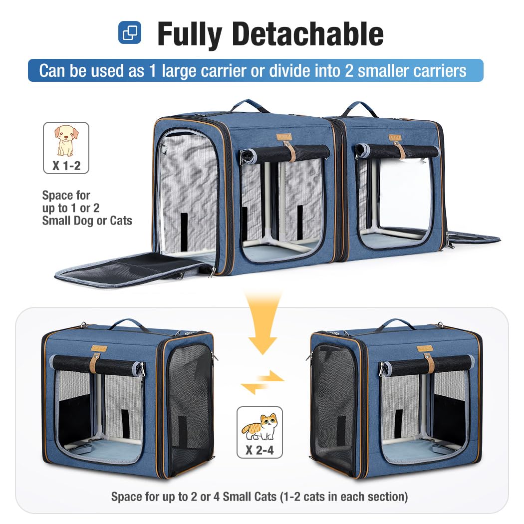 Lekereise blue carrier with locked zippers and sturdy base for secure travel.
