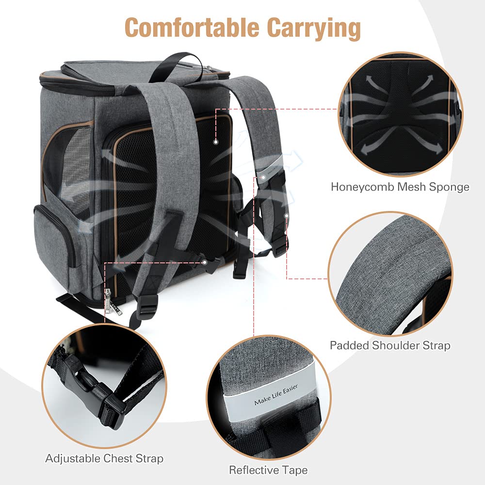 Lekereise pet backpack travel-friendly back panel emphasizes comfort during hiking and everyday journeys