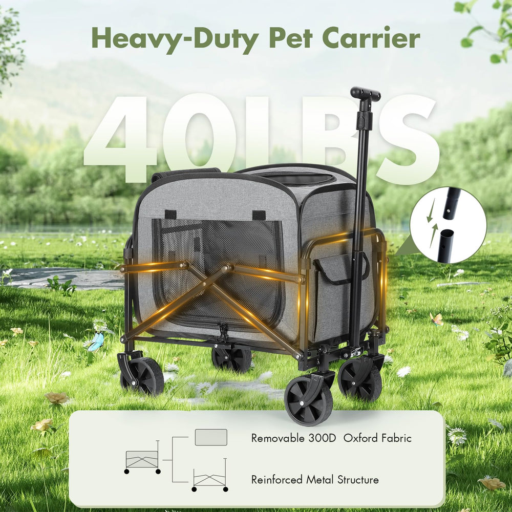 Lekereise pet carrier with telescoping handle for easy maneuvering