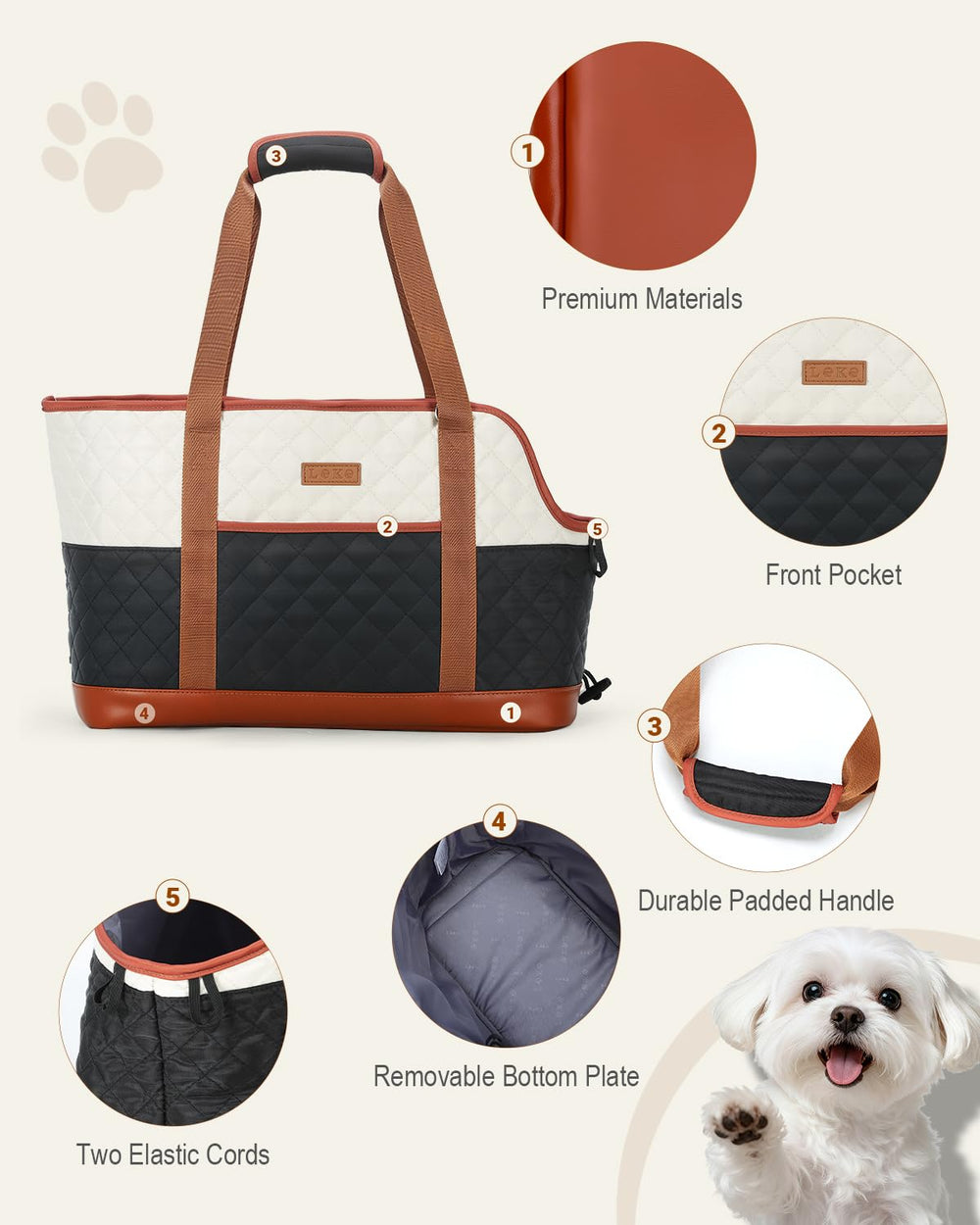 Lekereise pet tote bag designed for outdoor travel and everyday errands.