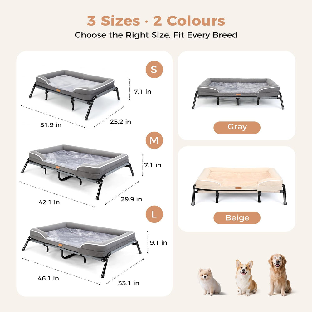 Lekereise raised dog bed gray for indoor and outdoor use
