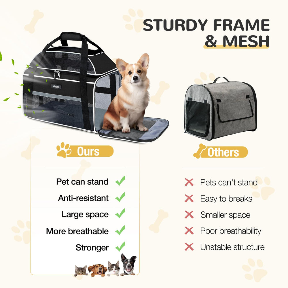 Lekereise top-expandable pet carrier durable-fabric stands up to daily trips