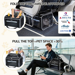 Lekereise top-expandable pet carrier expanded-space interior offers comfortable movement