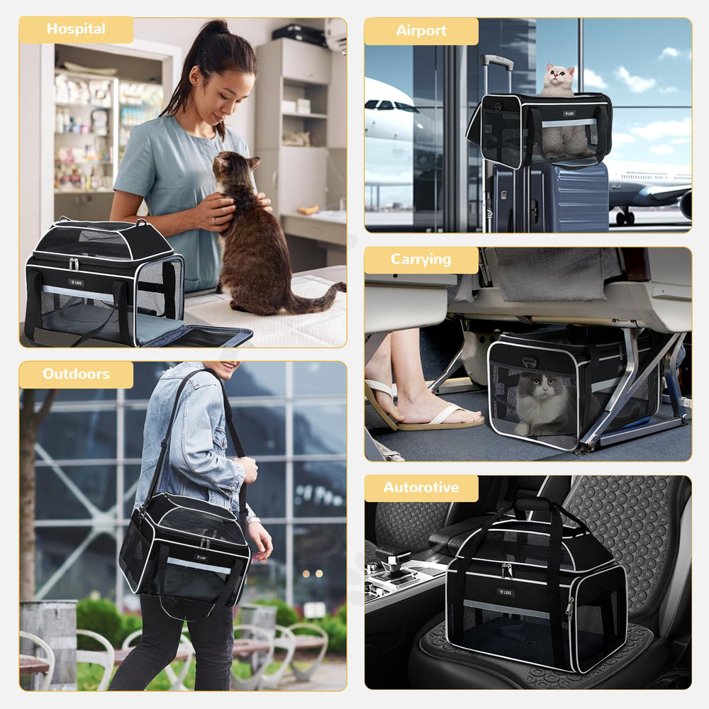 Lekereise top-expandable pet carrier underseat dimensions fit most cabins.
